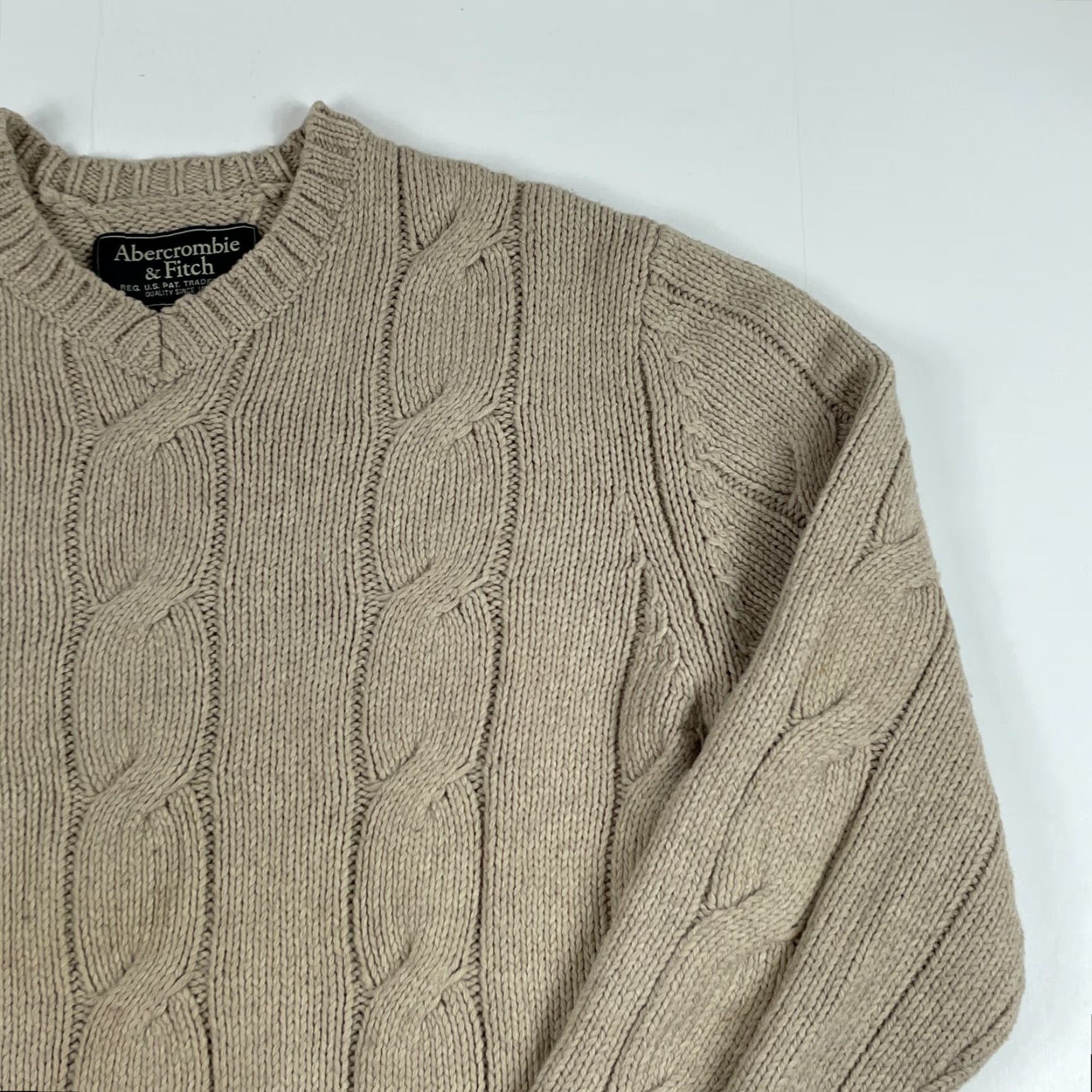 Abercrombie & Fitch VINTAGE Abercrombie & Fitch Sweater Women XL Beige Wool Long Sleeve Knit Pullover Crew Neck Size XL / US 12-14 / IT 48-50 - 3 Thumbnail