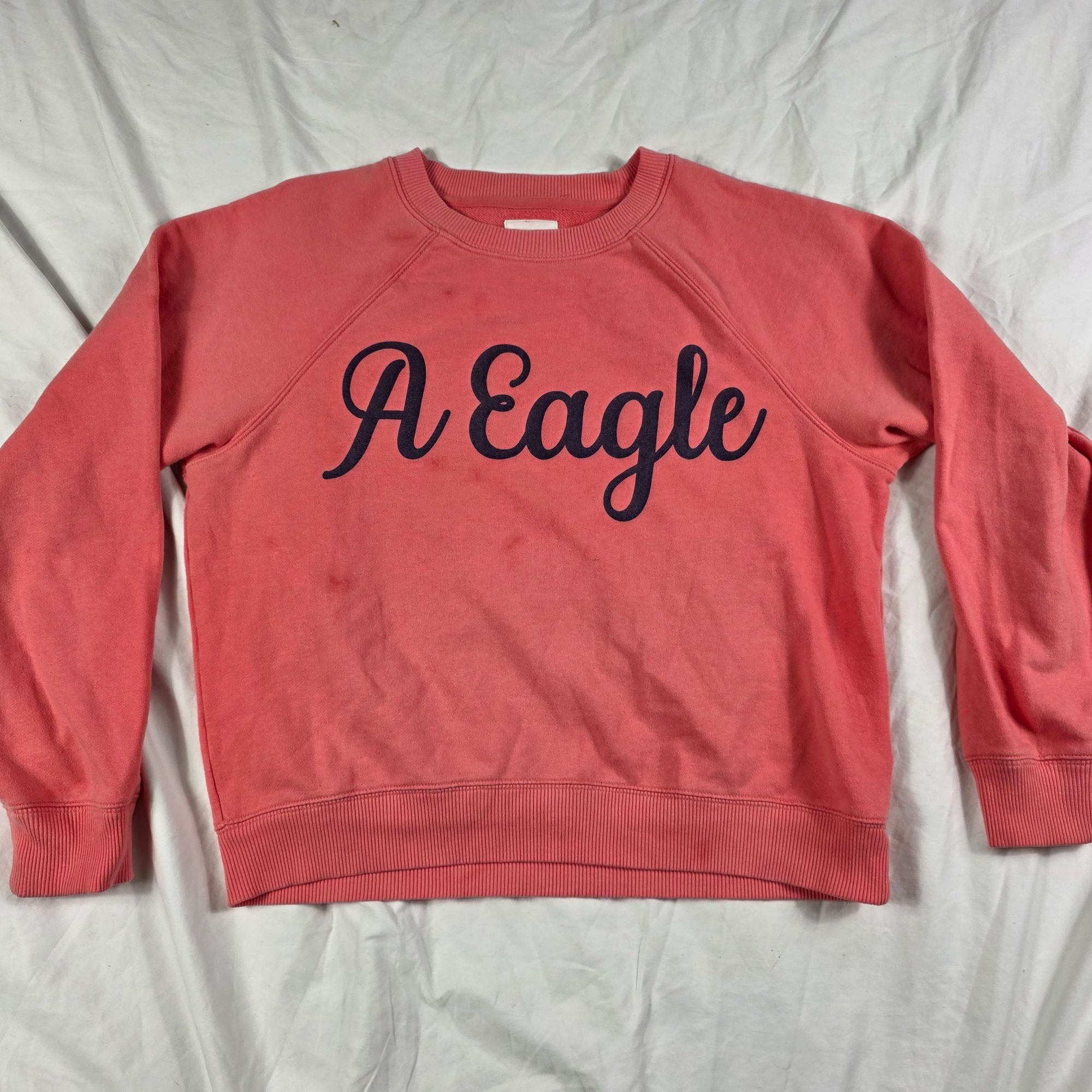 American Eagle Outfitters American Eagle A Eagle Womens Large Pink Logo Sweatshirt Cre Size L / US 10 / IT 46 - 1 Thumbnail