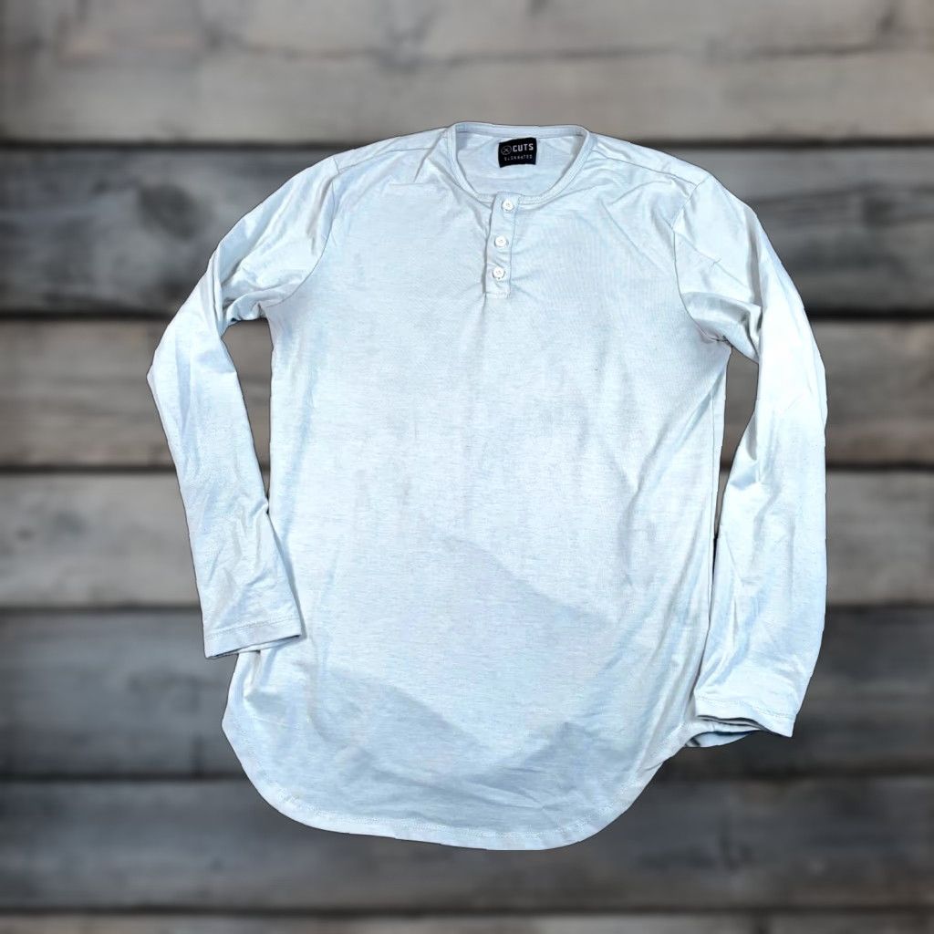 Cuts Cuts T-Shirt Henley Adult Small Gray Long Sleeve Curved Hem Elongated Pyca Pro Cotton Polyester Spandex Size US S / EU 44-46 / 1 - 1 Thumbnail