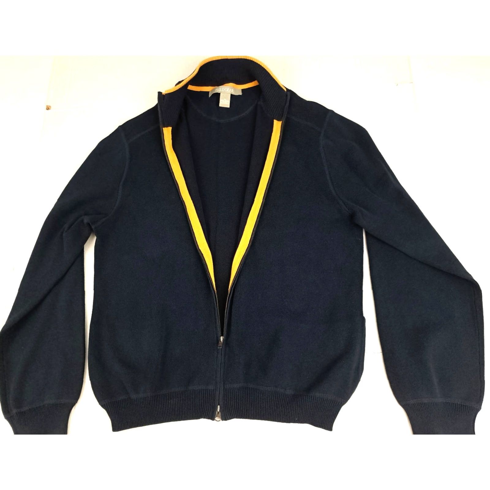 X-LARGE VINTAGE Field Gear Cardigan Sweater Unisex Adults XL Blue Cotton Knit Long Sleeve V-Neck Button Pockets Winter Fall Outerwear Shirt? Size US XL / EU 56 / 4 - 2 Thumbnail