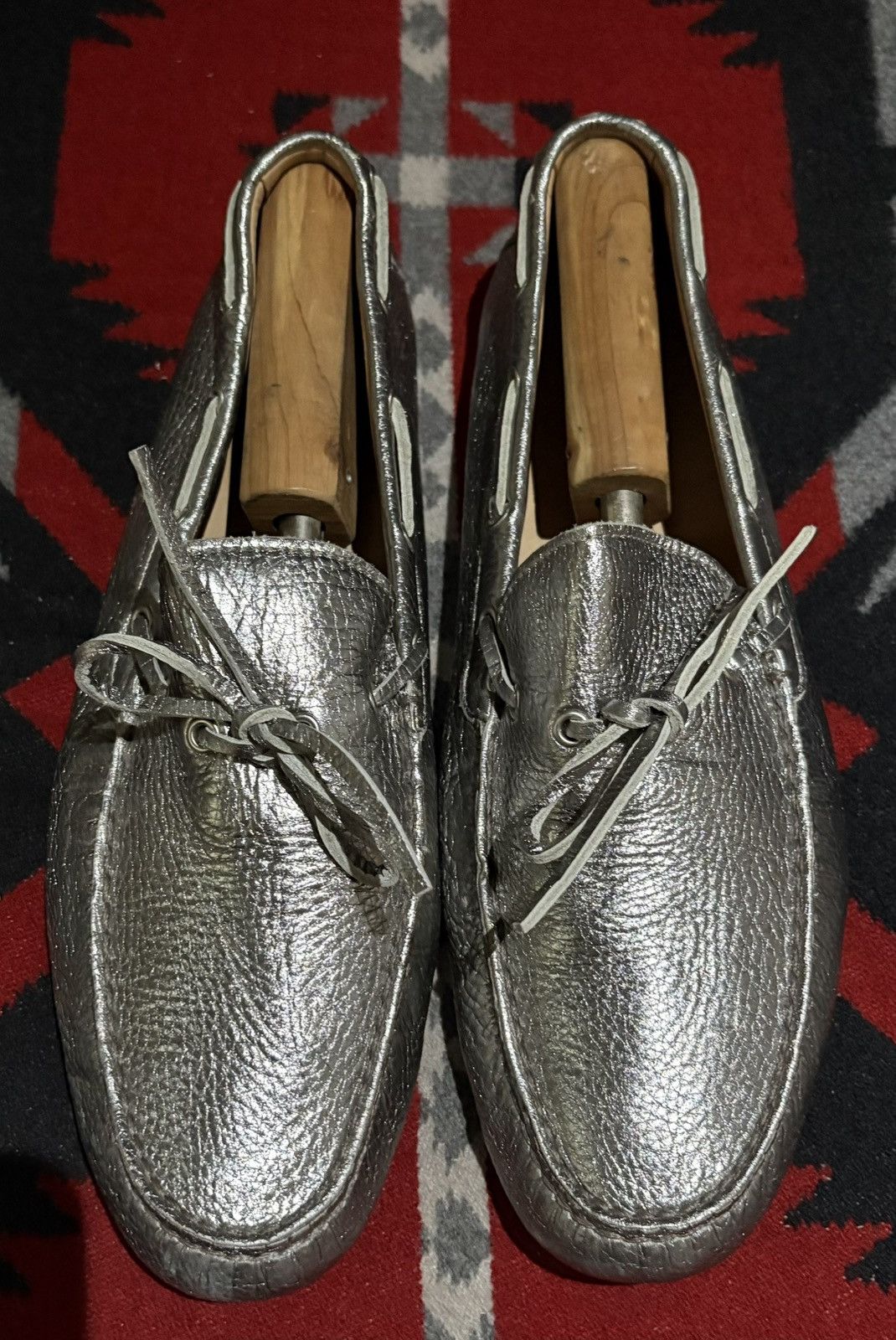 Ralph Lauren Silver Leather Driving Moccasins Shoes, Men's (Size 11)