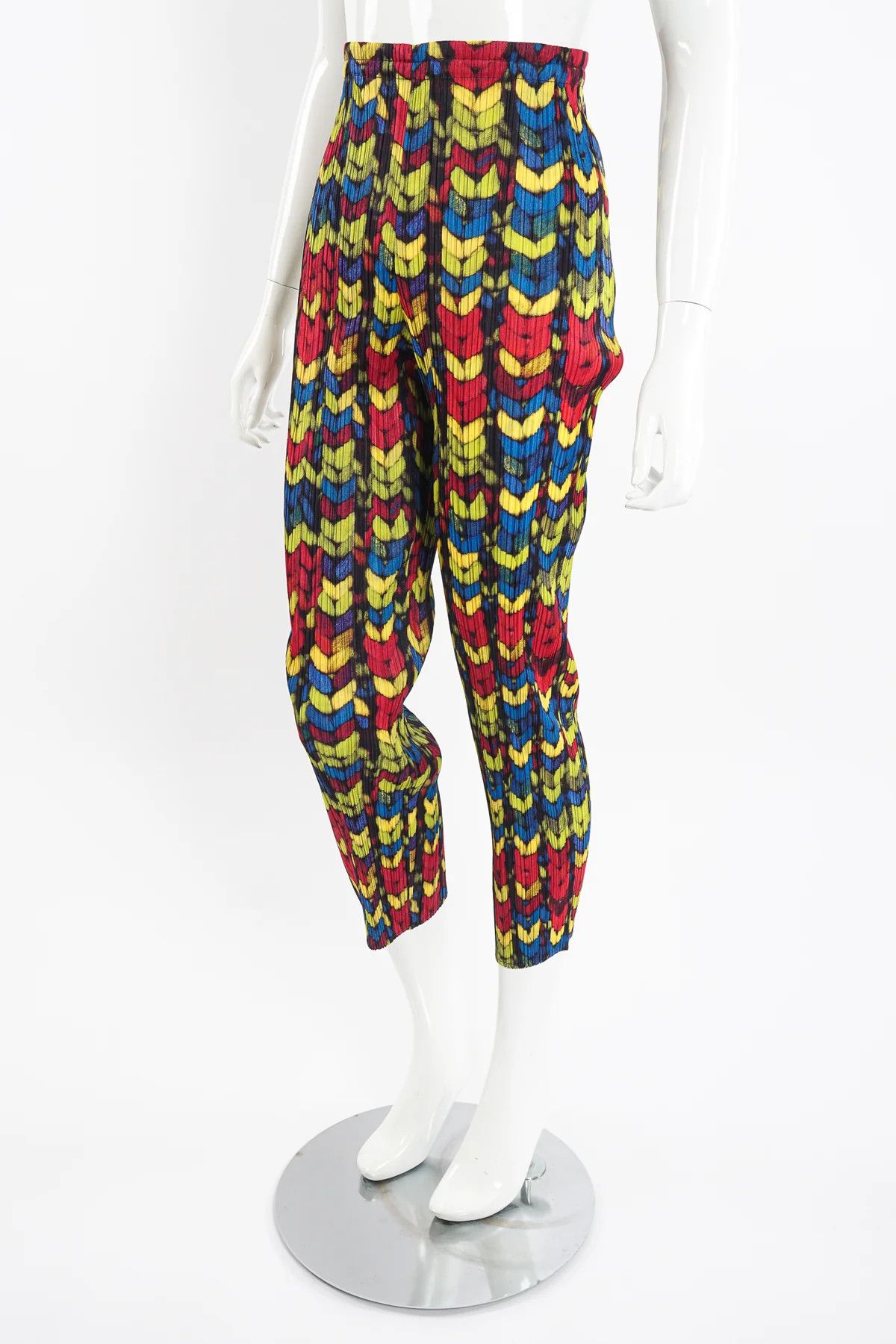 Pleats Please Issey Miyake RARE🔥AW 2001 PLEATED YARN KNIT PRINT PANT Size 25" / US 0 / IT 36 - 5 Thumbnail