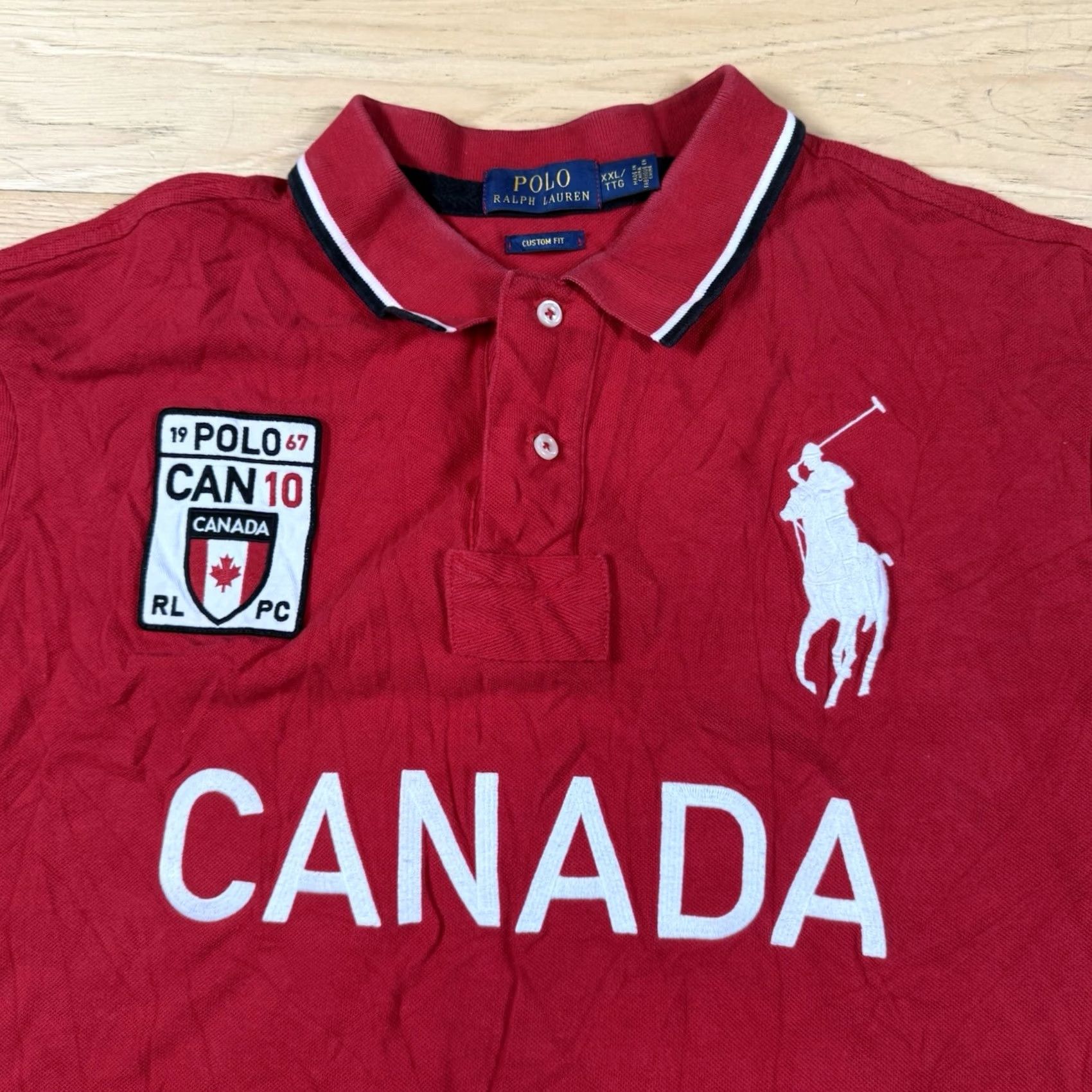 Ralph Lauren Polo Ralph Lauren Shirt Mens XXL Red White Big Pony Canada Crest Polo #10 Polo Shirt Size US XXL / EU 58 / 5 - 3 Thumbnail
