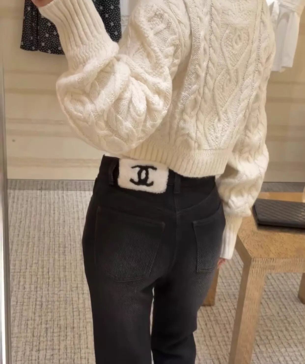 Chanel Chanel Ski Women's Black Cashmere Denim Back Double C Logo Size 26" / US 2 / IT 38 - 2 Thumbnail