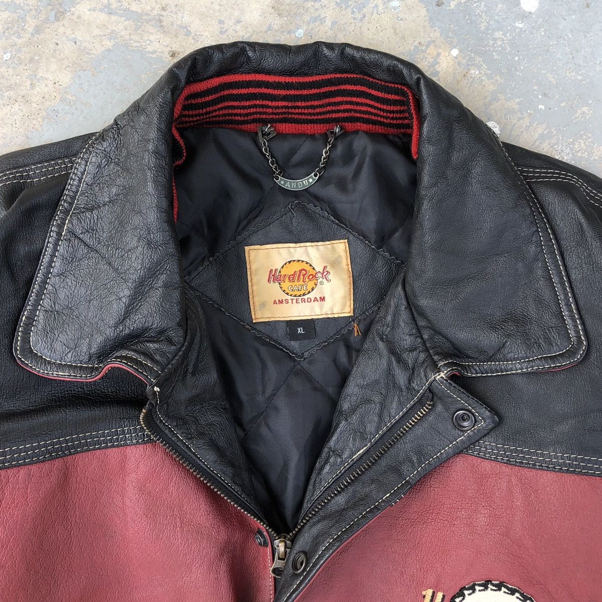Hard Rock Cafe Vintage 90s Hard Rock Cafe Amsterdam Leather Bomber Jacket Size US XL / EU 56 / 4 - 21 Thumbnail