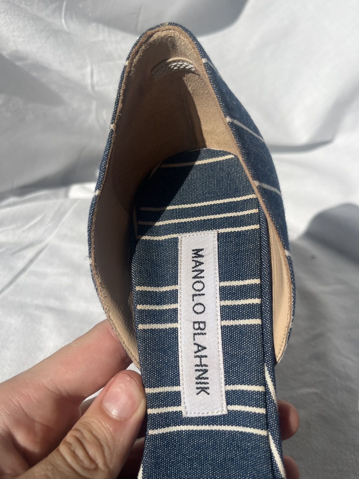 Manolo Blahnik Striped canvas slip on pumps Size US 10 / IT 40 - 10 Thumbnail