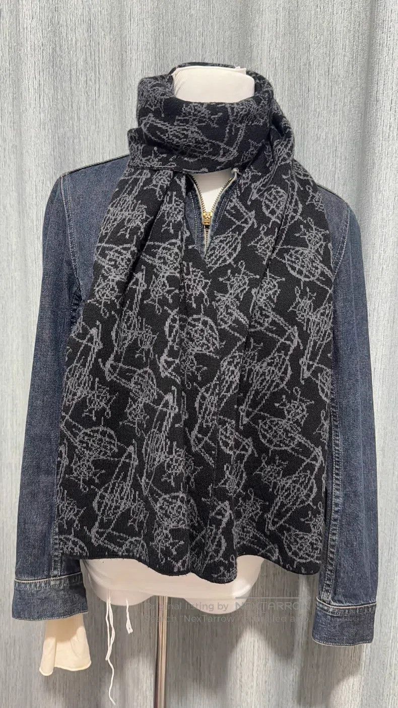 Vivienne Westwood Vivienne Westwood Black and Gray Two-Sided Saturn Scarf Size ONE SIZE - 1 Thumbnail
