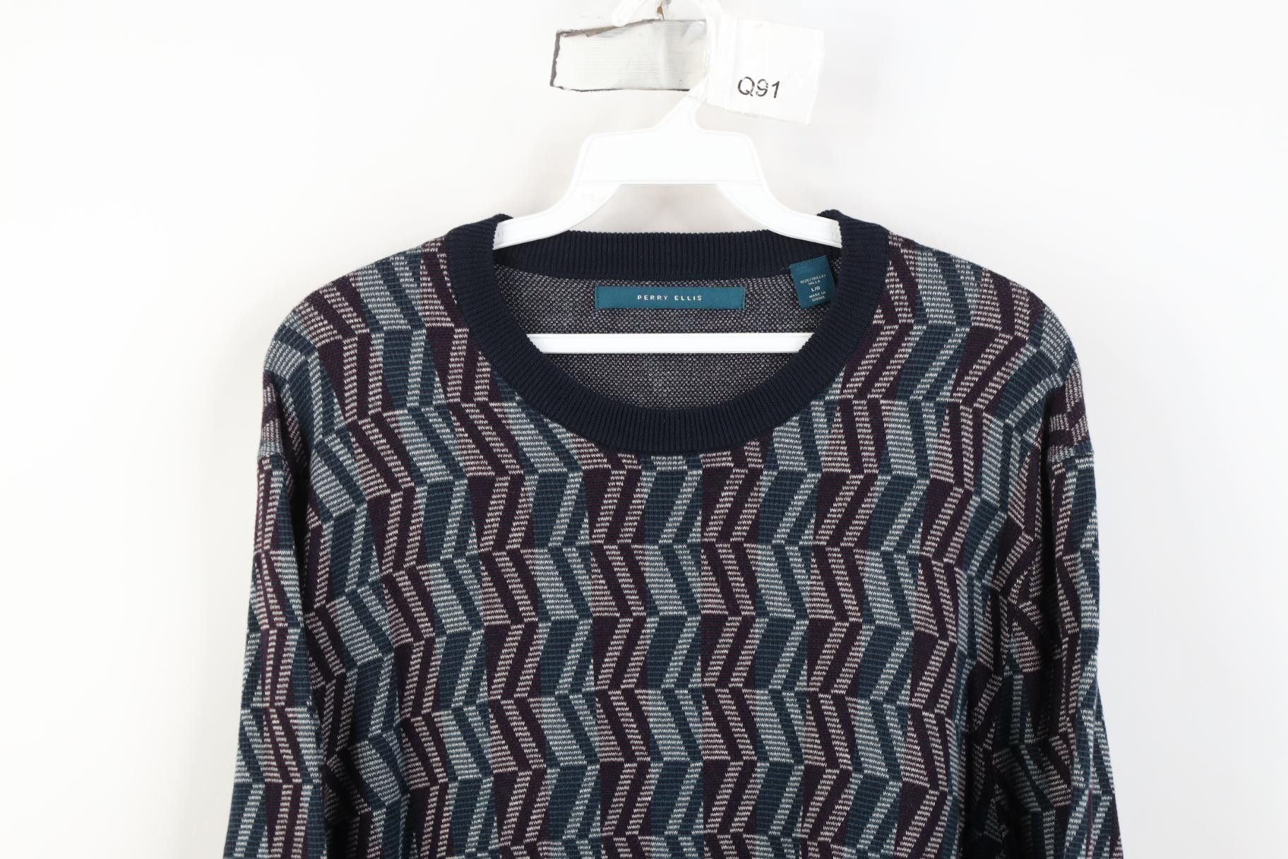 Vintage Vintage Y2K Streetwear Checkered Wavy Knit Crewneck Sweater Size US L / EU 52-54 / 3 - 2 Thumbnail