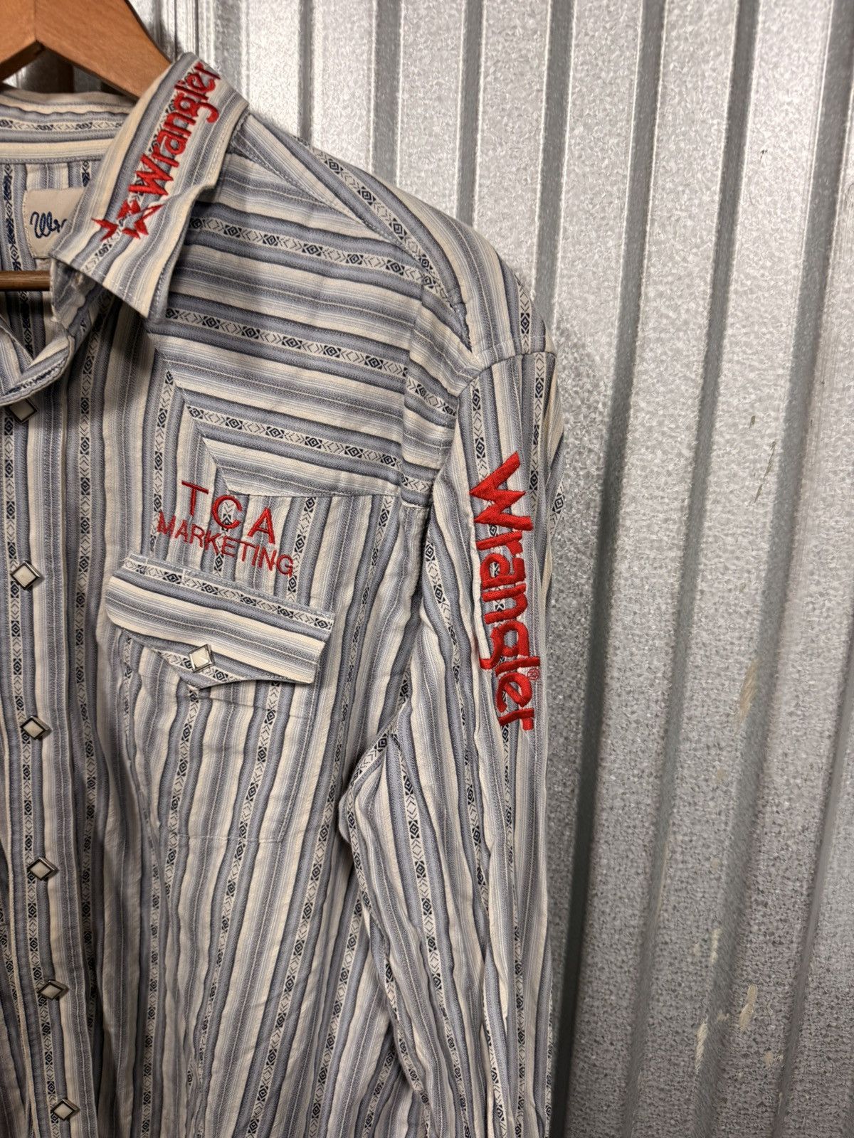 Wrangler Vintage Wrangler Western Pinstripe PearlSnap Button Up Shirt Size US L / EU 52-54 / 3 - 5 Thumbnail