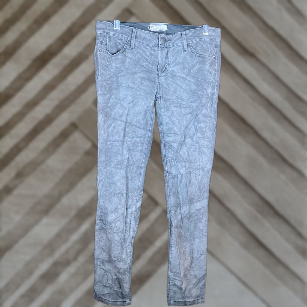 Free People VINTAGE Free People Jeans Gray Corduroy Low Rise Ankle Skinny Stretch 26 30 Regular 5-Pocket Design Mens? Girls? Wait. Size 30" / US 8 / IT 44 - 1 Thumbnail