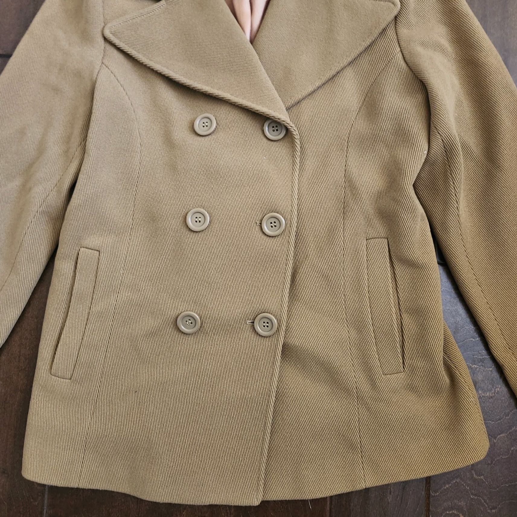 Anne Klein VINTAGE Anne Klein Womens Peacoat Tan Wool Blend Jacket Medium Double Breasted Size M / US 6-8 / IT 42-44 - 4 Thumbnail