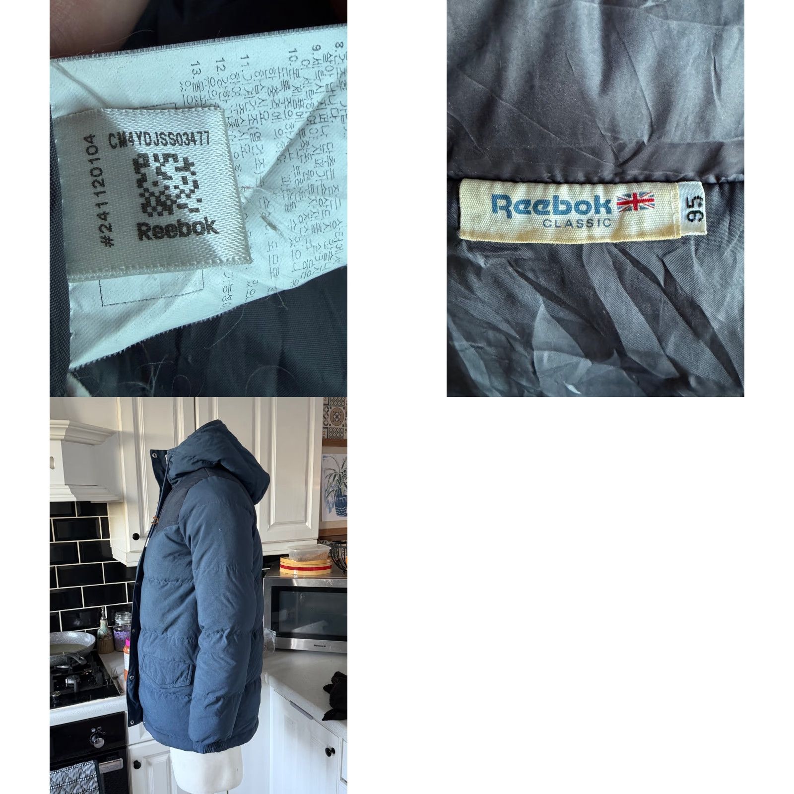 Reebok Reebok Classic Puffer Jacket – Black/Grey Full Zip High Neck Coat Size 95 (Men) Size US S / EU 44-46 / 1 - 9 Thumbnail