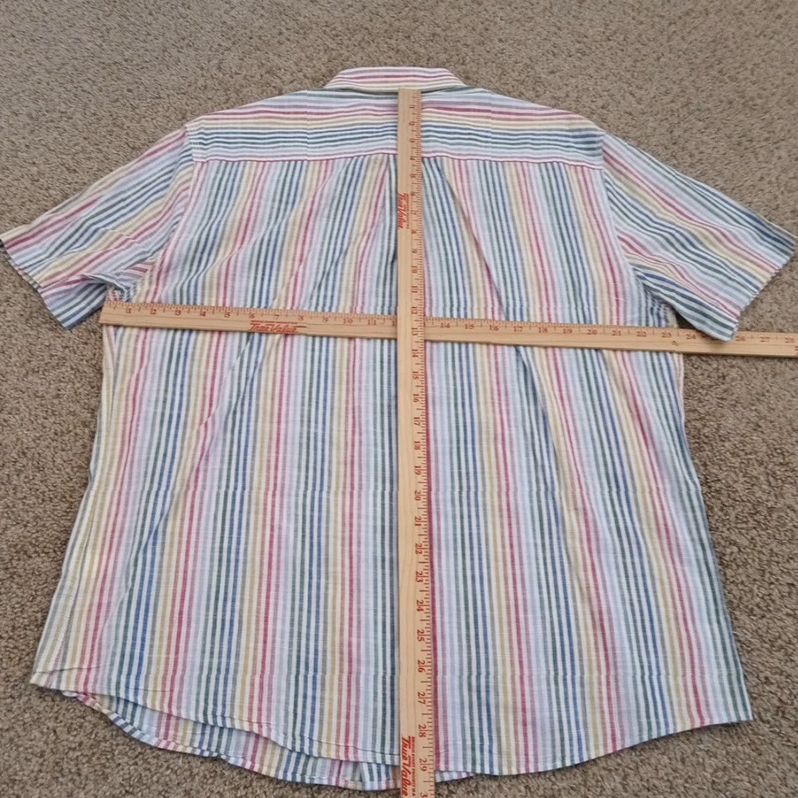 johnnie-O johnnie-O Shirt Mens Large Multicolor Striped Short Sleeve Button-Up Cotton Size US L / EU 52-54 / 3 - 5 Thumbnail