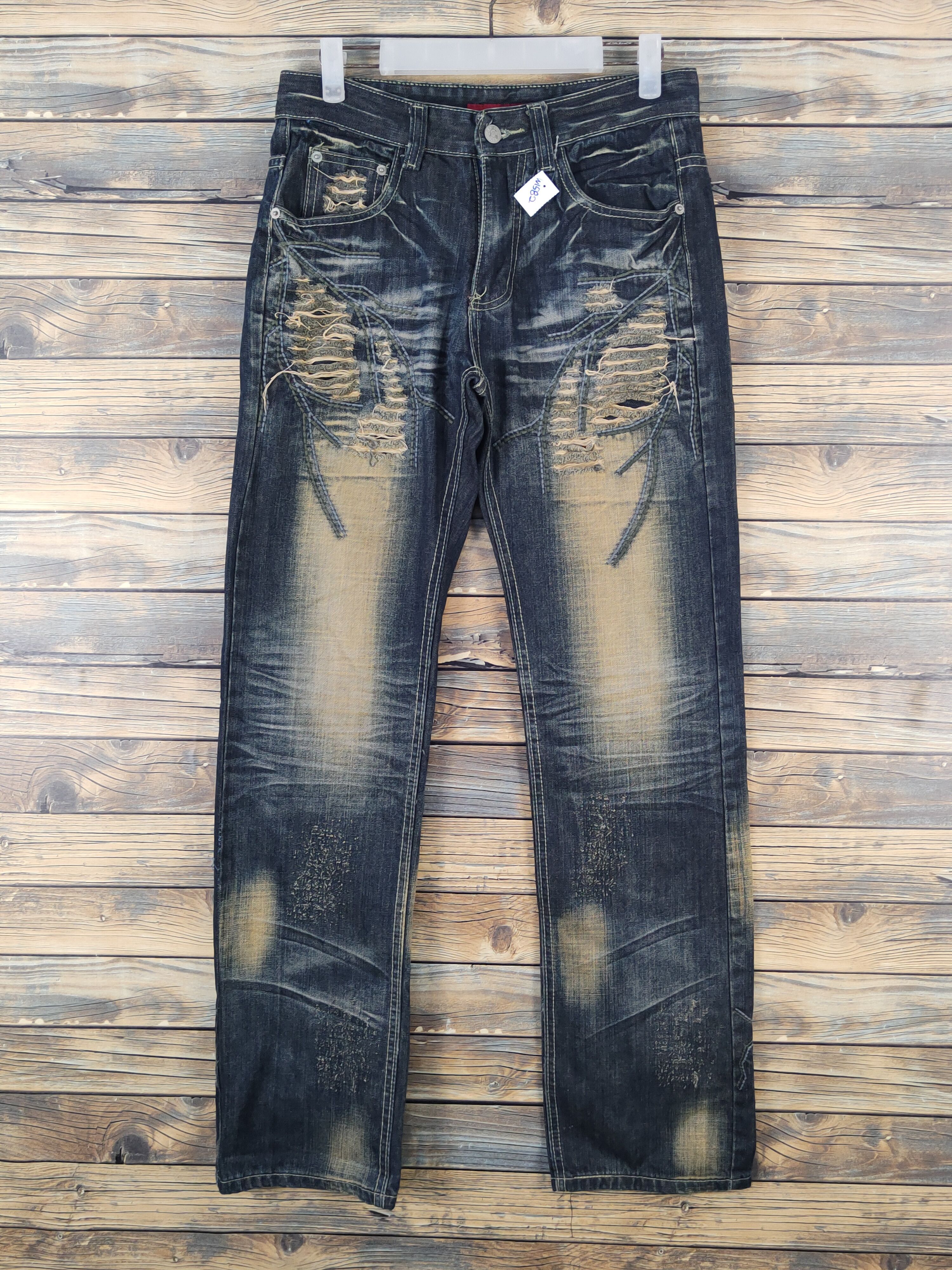 Savage Black Distressed Ripped Jeans #W1582