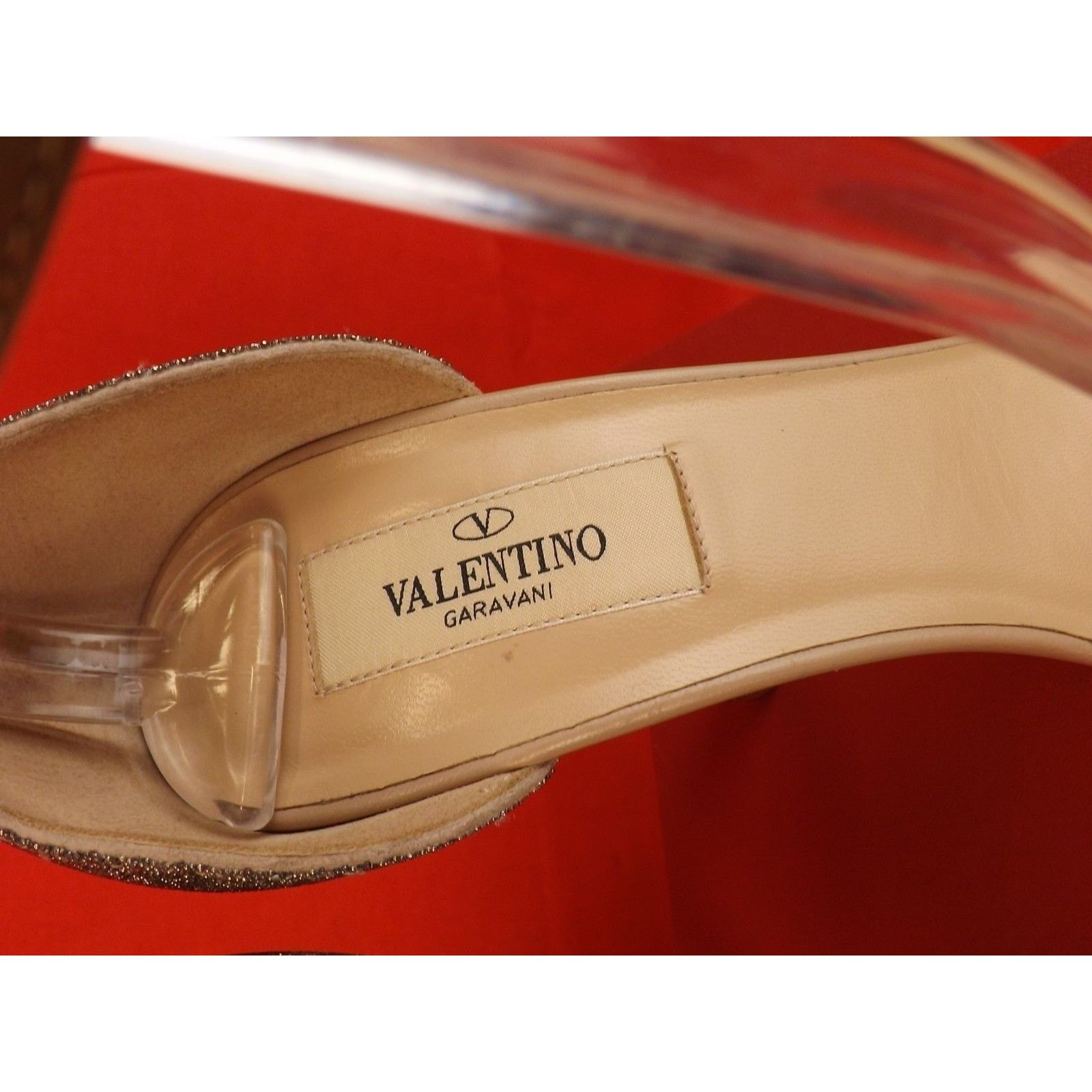 Valentino NUDE GLITTER LEATHER JEWELED REAL STONES SANDALS PUMPS 37 Size US 7 / IT 37 - 9 Thumbnail