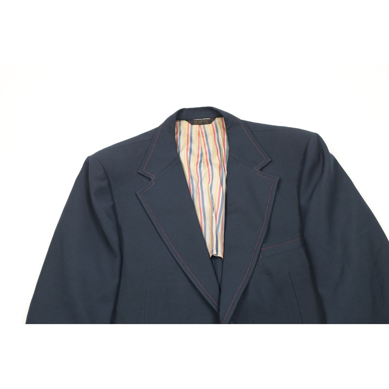 Vintage Vintage 70s Streetwear 2 Piece Suit Wedding Navy Blue Size 44R - 3 Thumbnail