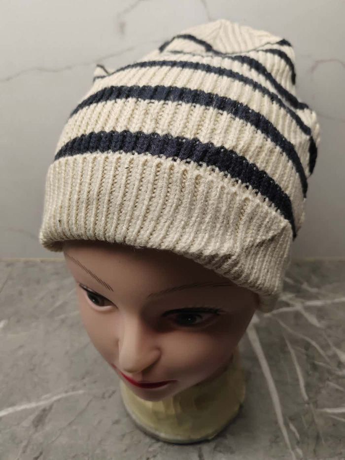 Japanese Brand × Vintage Vintage Stripe Style Snowcap Beanie Size ONE SIZE - 1 Thumbnail