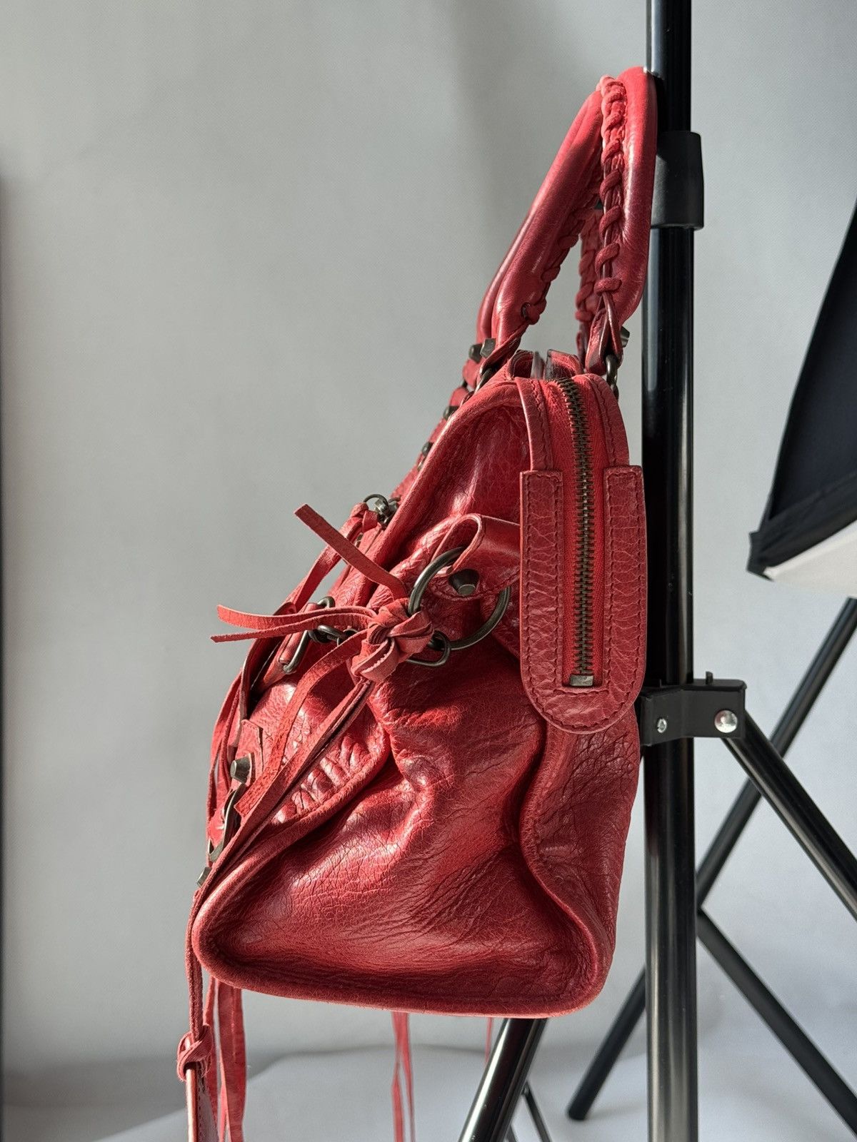 Balenciaga Authentic Balenciaga Red City Bag Real Leather Handbag Size ONE SIZE - 9 Thumbnail