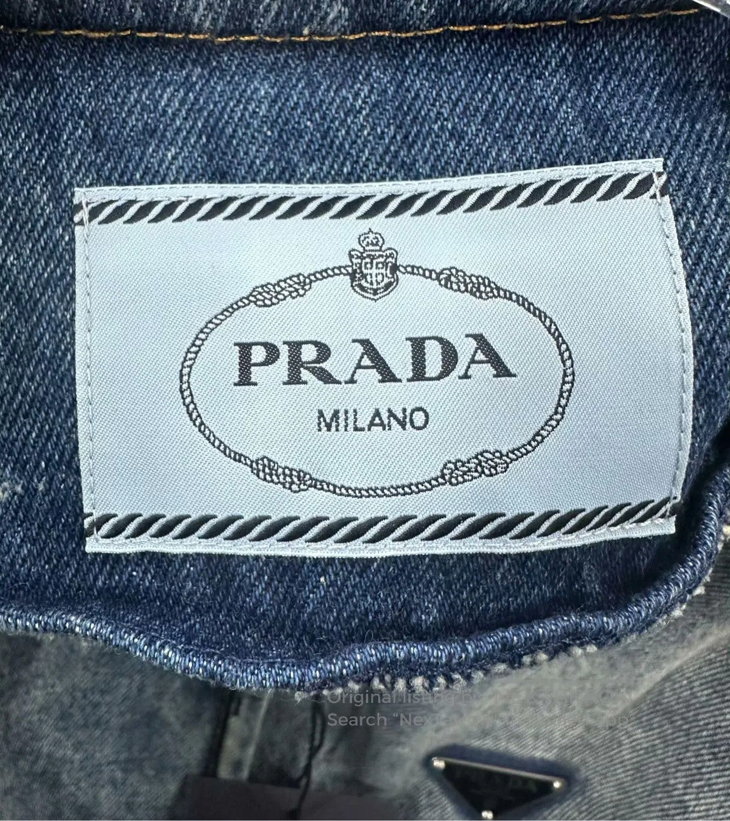 Prada Prada Blue Classic Triangular Logo Denim Jacket with Zippe Size XS / US 0-2 / IT 36-38 - 4 Thumbnail