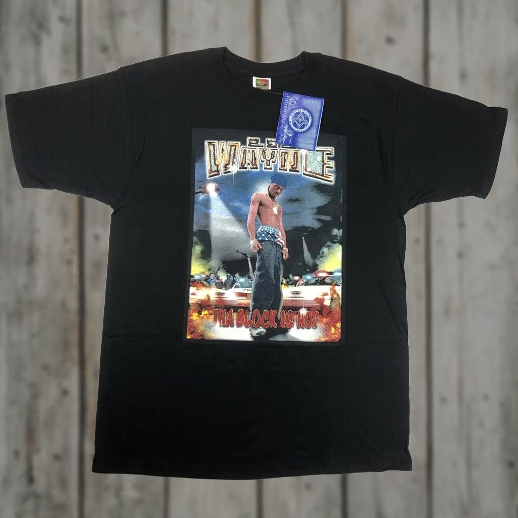 Fruit Of The Loom VINTAGE Nike Shirt Mens 1990s T-Shirt Hip Hop Black Lil Wayne The Tha Block Is Hot Cash Money Graphic Tee Size US L / EU 52-54 / 3 - 1 Thumbnail