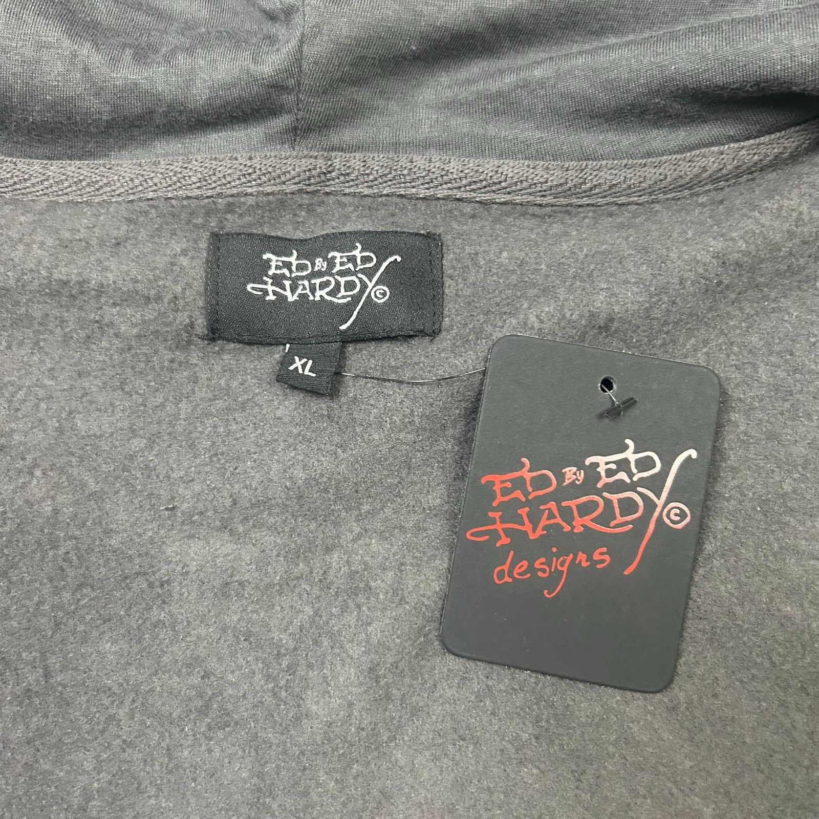 Ed Hardy Ed Hardy Gray Big Logo Skull Cobra Snake Fire Zip Up Hoodie Size US XL / EU 56 / 4 - 4 Thumbnail