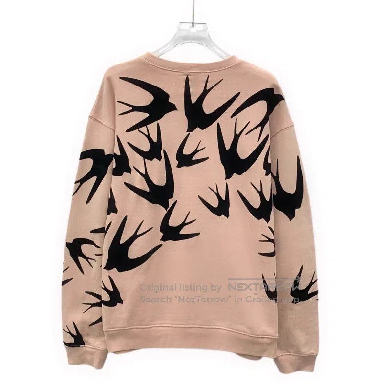 Alexander McQueen Alexander Mcqueen Nude swallow print cotton round-neck lon Size S / US 4 / IT 40 - 2 Thumbnail