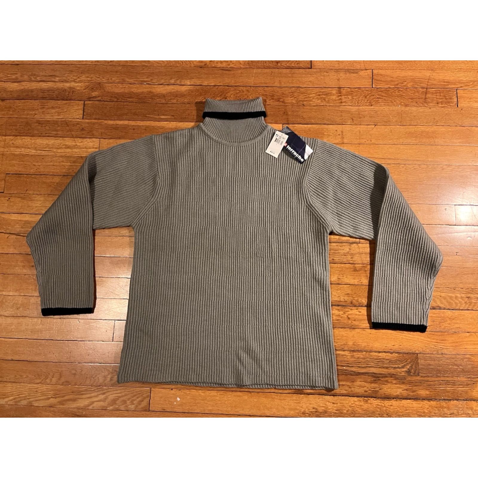 Vintage VINTAGE Ferruche Ribbed Turtleneck Sweater Men’s Large Grey 90s Y2K Size US L / EU 52-54 / 3 - 2 Thumbnail