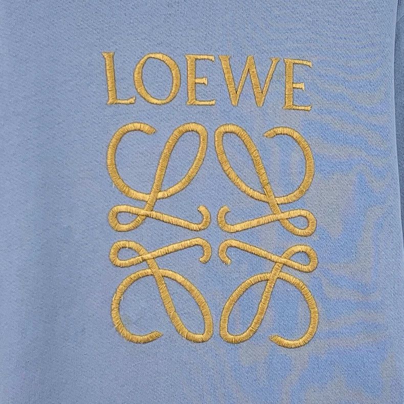 Loewe LOEWE Light blue logo embroidered cotton round neck long s Size L / US 10 / IT 46 - 4 Thumbnail