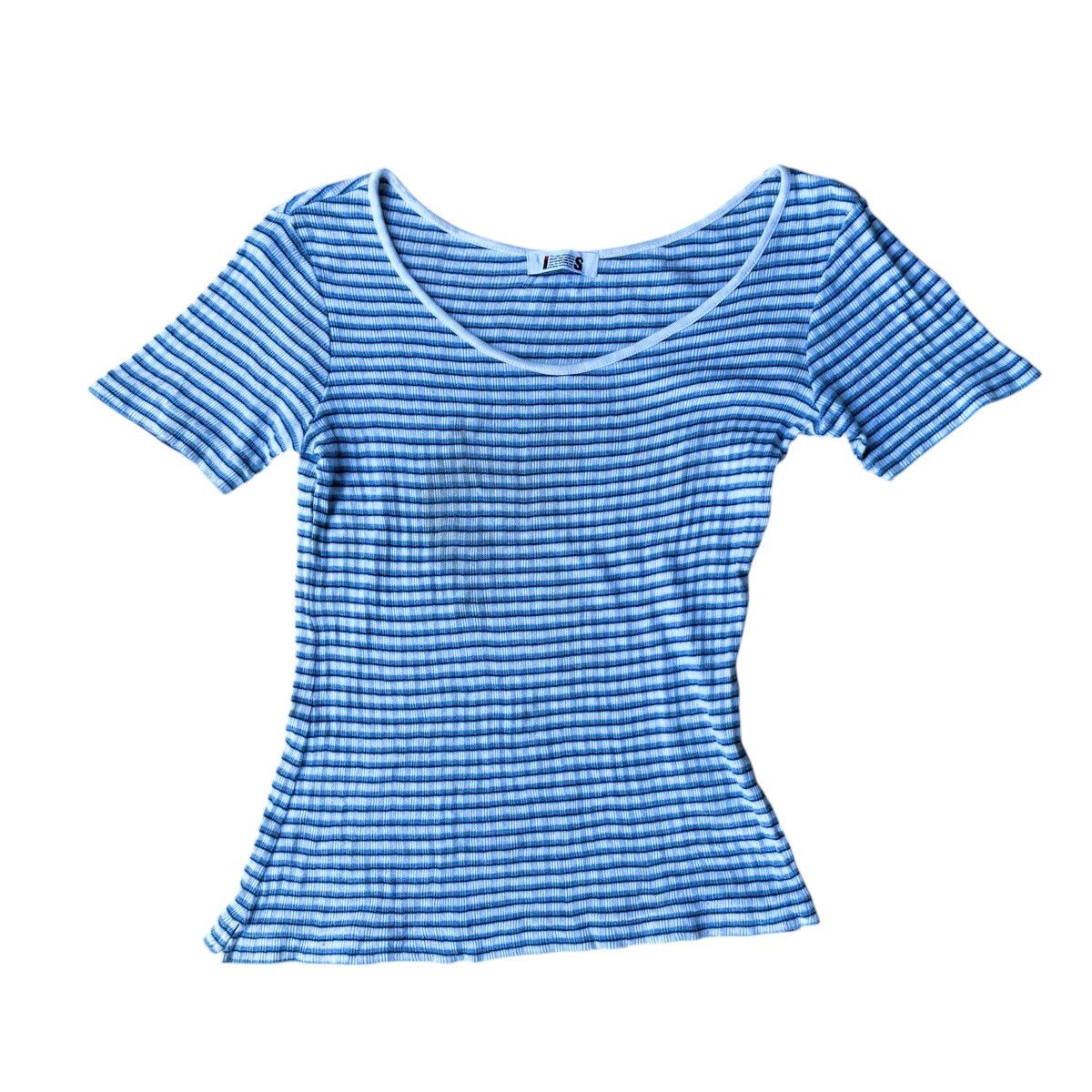 Issey Miyake Vintage Issey miyake sports blue striped short sleeve women Size XXS / US 00 / IT 34 - 1 Thumbnail