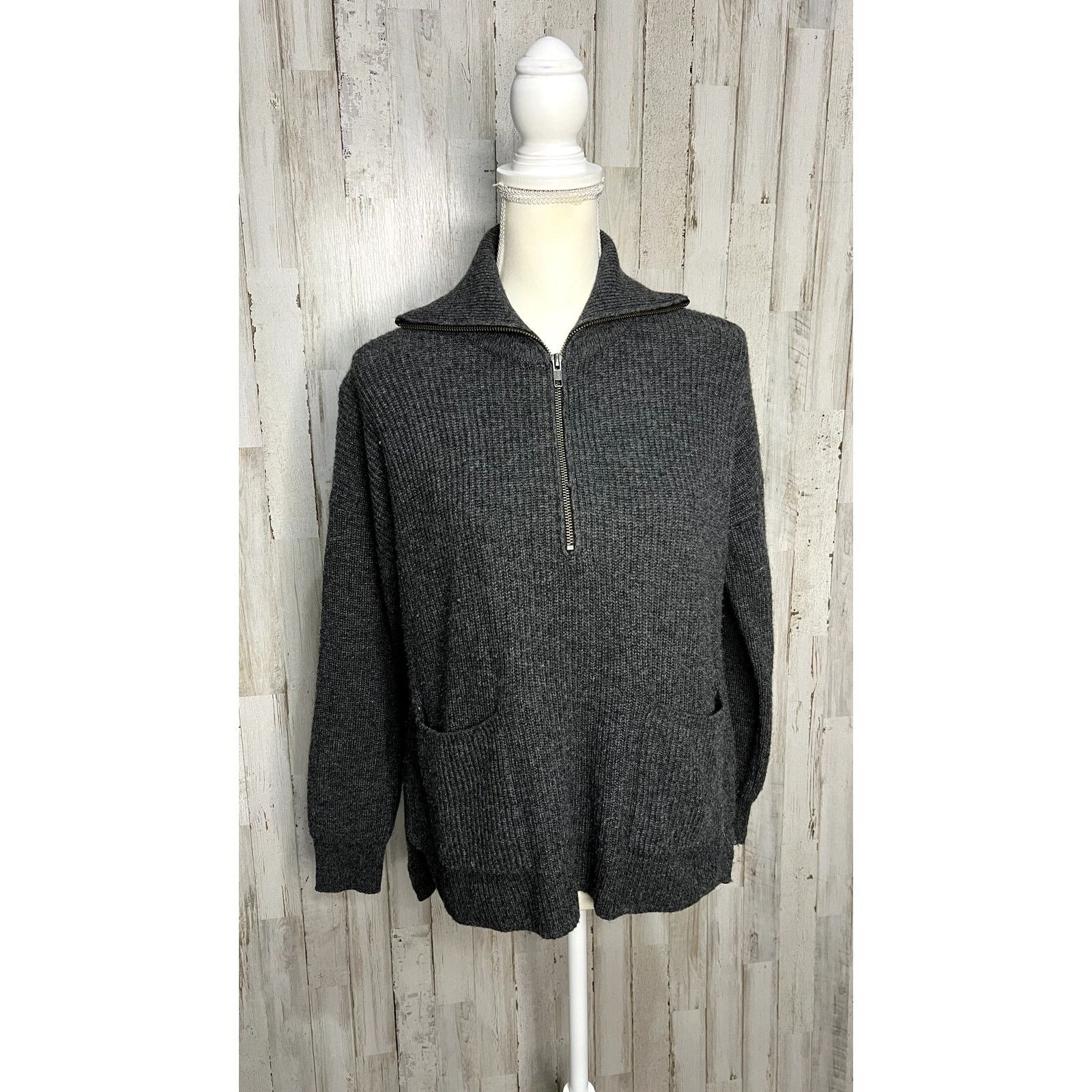 Madewell Madewell Women's XS Gray Knit 1/4 Zip High Neck Sweater Size XS / US 0-2 / IT 36-38 - 3 Thumbnail