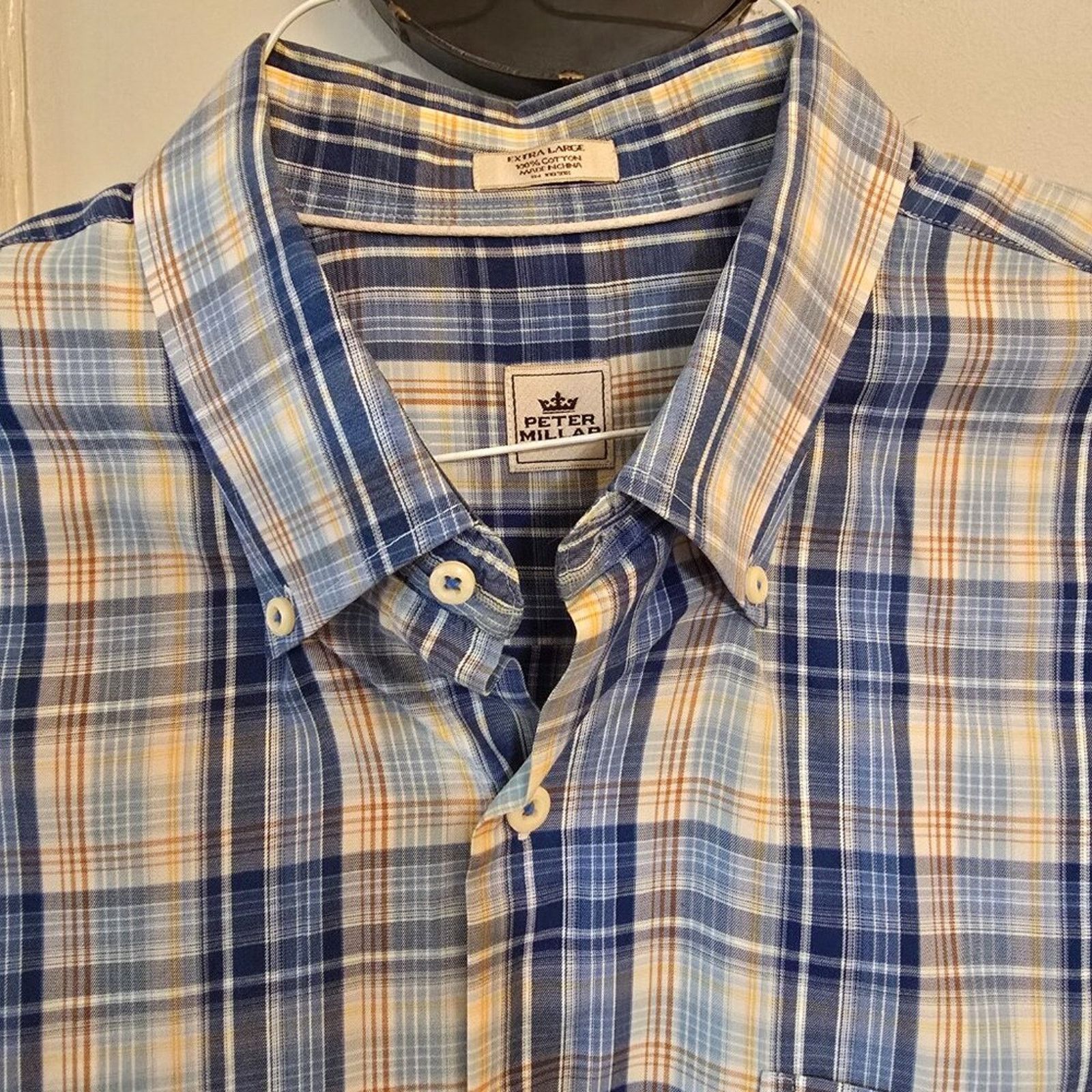 Peter Millar Peter Millar Crown Collection Blue Yellow Plaid Shirt XL Size US XL / EU 56 / 4 - 2 Thumbnail