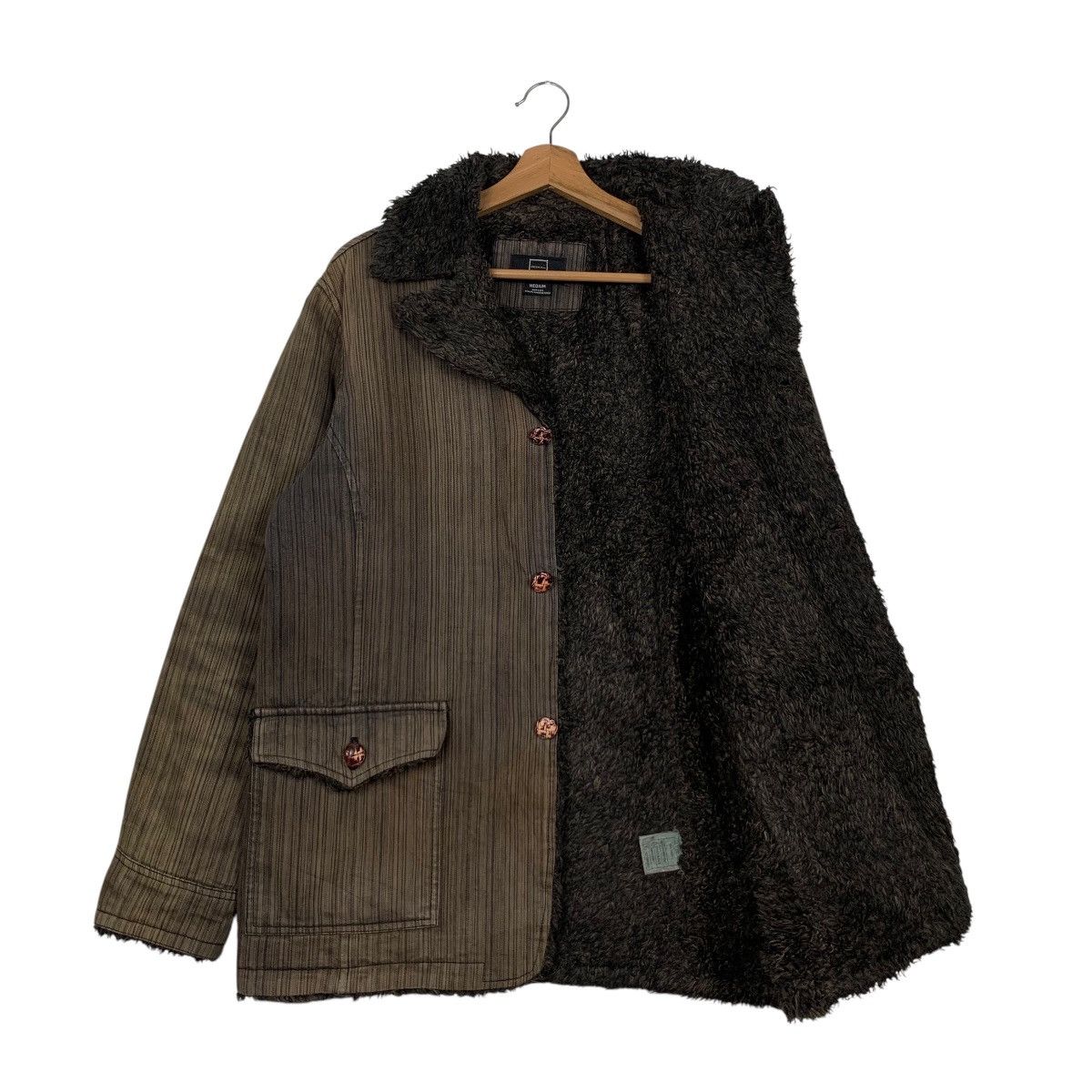 Vintage RESHAM Hard Cotton Striped Sherpa Lined Jacket #2872-C130 Size US M / EU 48-50 / 2 - 8 Thumbnail