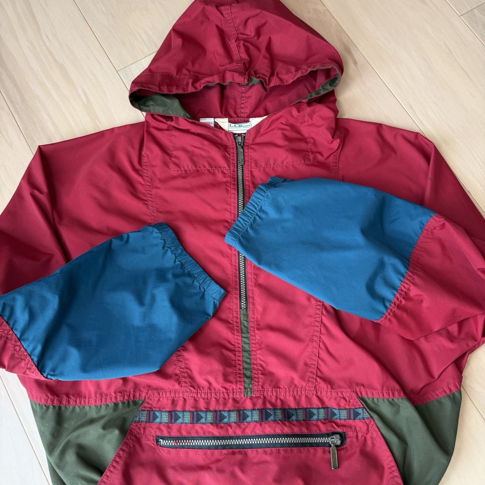 L.L. Bean Vintage LL Bean Anorak L Red 1/2 Zip Pullover Hooded 90s Size US L / EU 52-54 / 3 - 5 Thumbnail