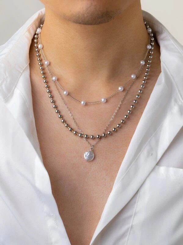 Jewelry x Vintage Casual Y2K Necklace Chain in Silver, Men's