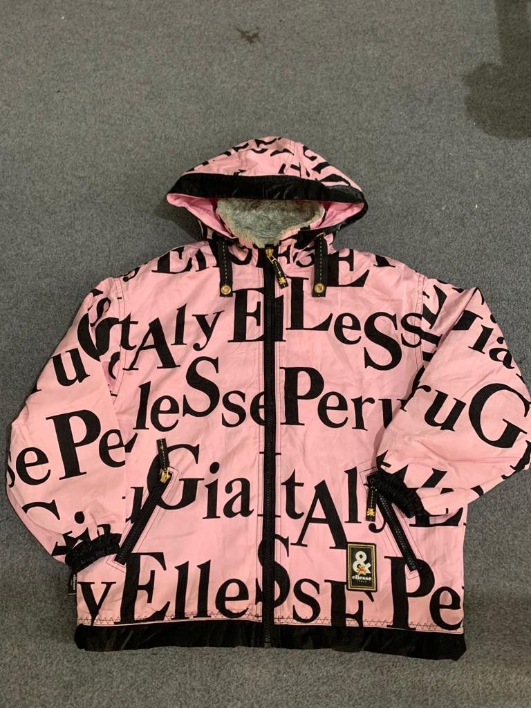 image of Jacket Hoodie Ellesse Perugia Full Print + (Inner Vest) in Pink Black, Men's (Size XL)