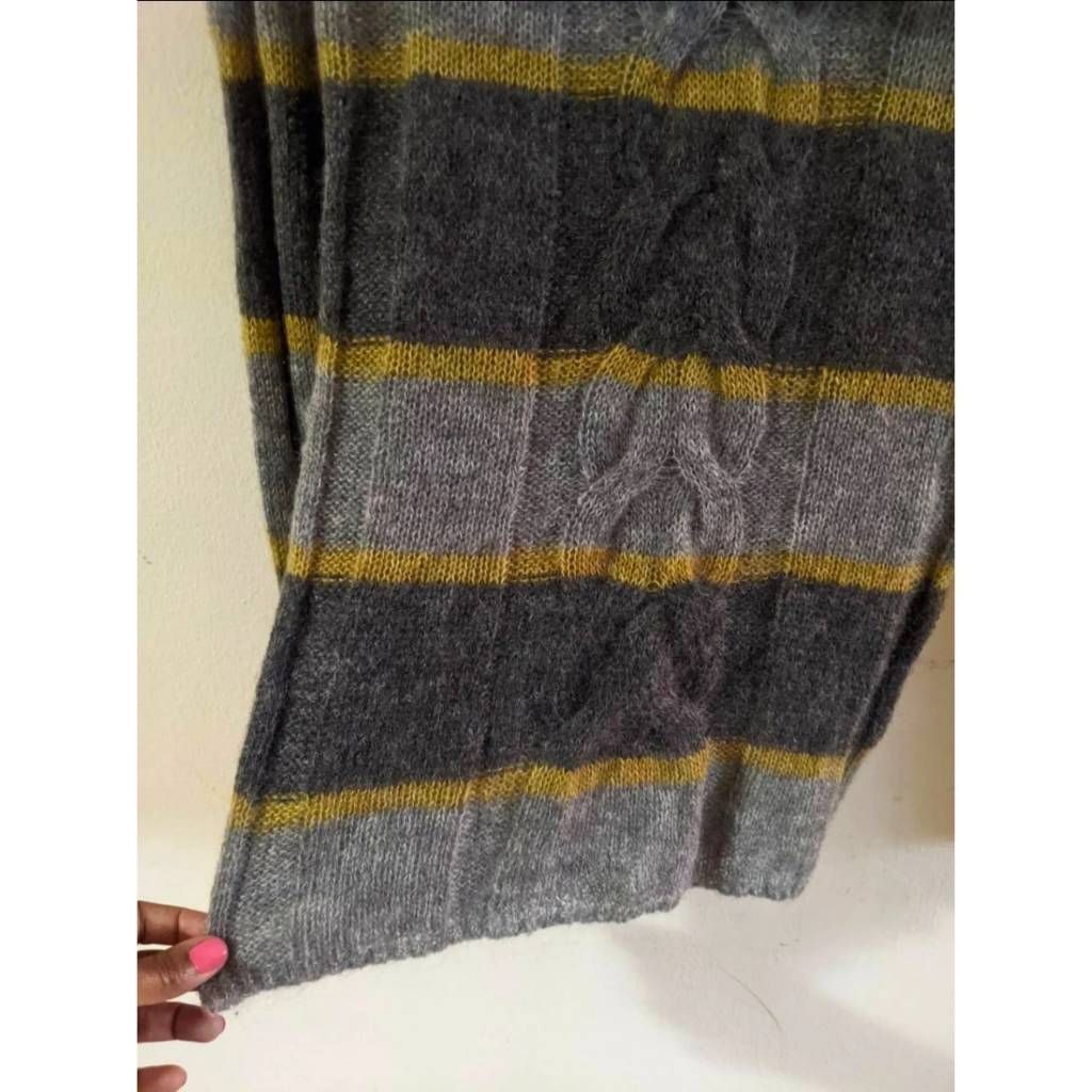 Esprit ESPRIT Women’s XS Cowl Neck Sweater Gray Gold Striped Mohair Wool Blend Knit Size XS / US 0-2 / IT 36-38 - 10 Thumbnail