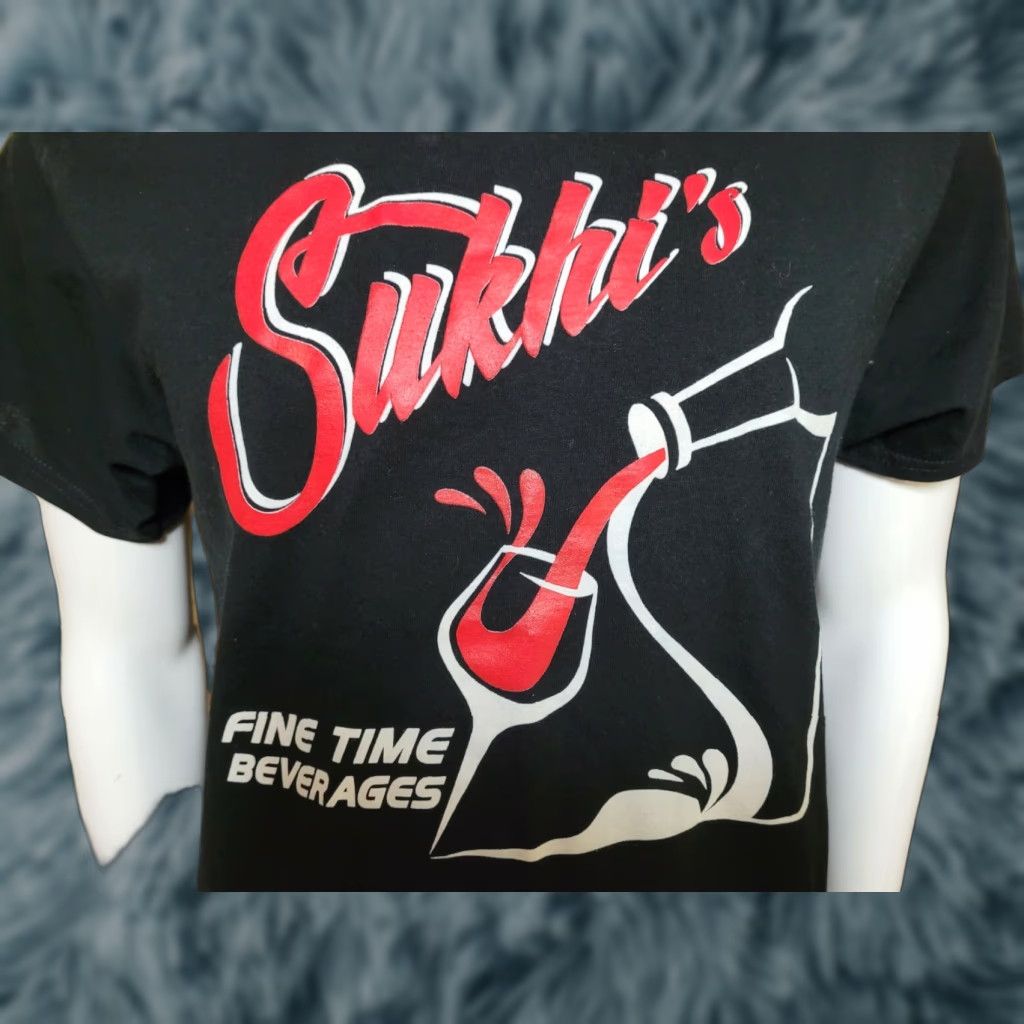 Gildan Gildan T-Shirt Medium Black Short Sleeve Round Neck Graphic Tee Mens Beer Sukhi's Fine Time Beverages Hudson MI Carry Out Liquor Store 127 Size US M / EU 48-50 / 2 - 1 Thumbnail