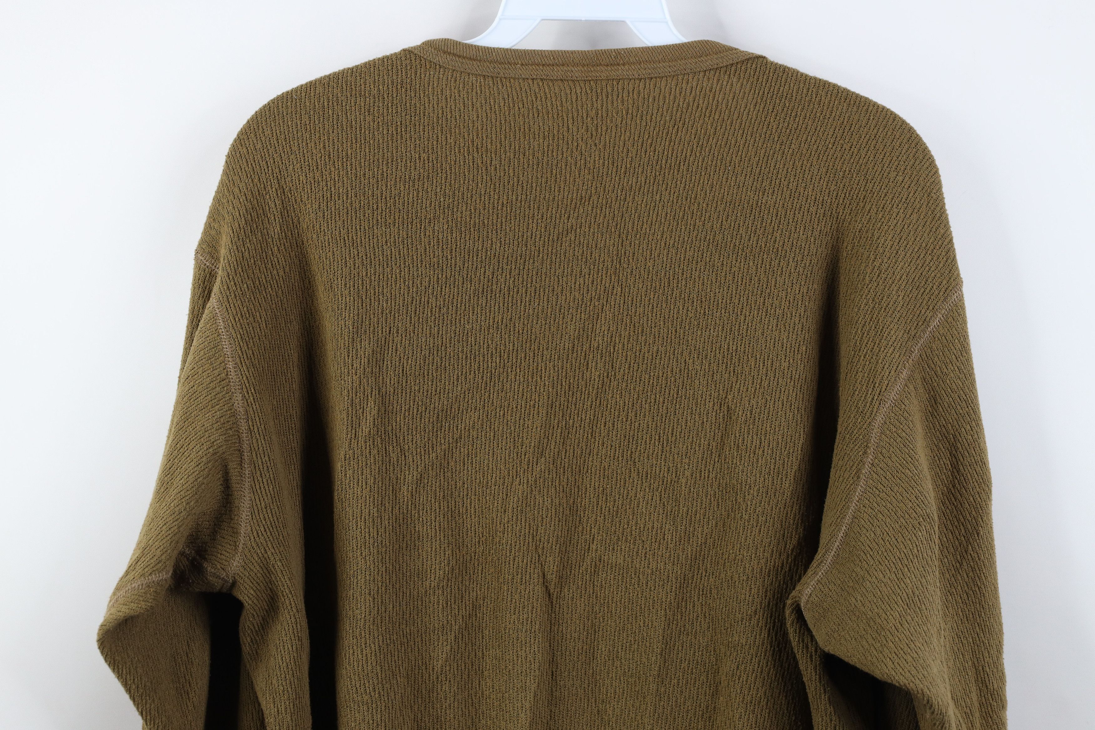 Vintage Vintage 90s Streetwear Waffle Knit Long Sleeve T-Shirt Green Size US XL / EU 56 / 4 - 10 Thumbnail