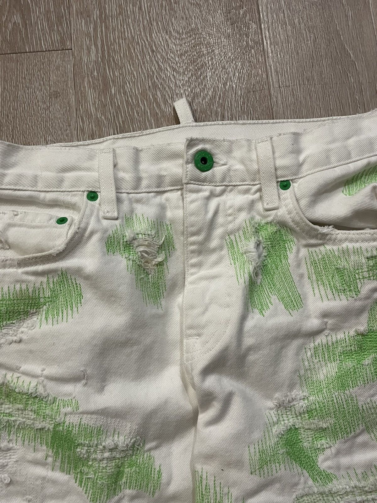 Vlone Endless White/Green Denim Size US 31 - 8 Thumbnail