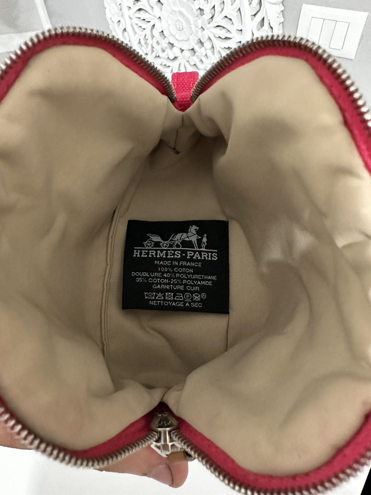 Hermes Hermès Paris Pochette in Tela Rosa con Dettagli in Pelle Size ONE SIZE - 8 Thumbnail