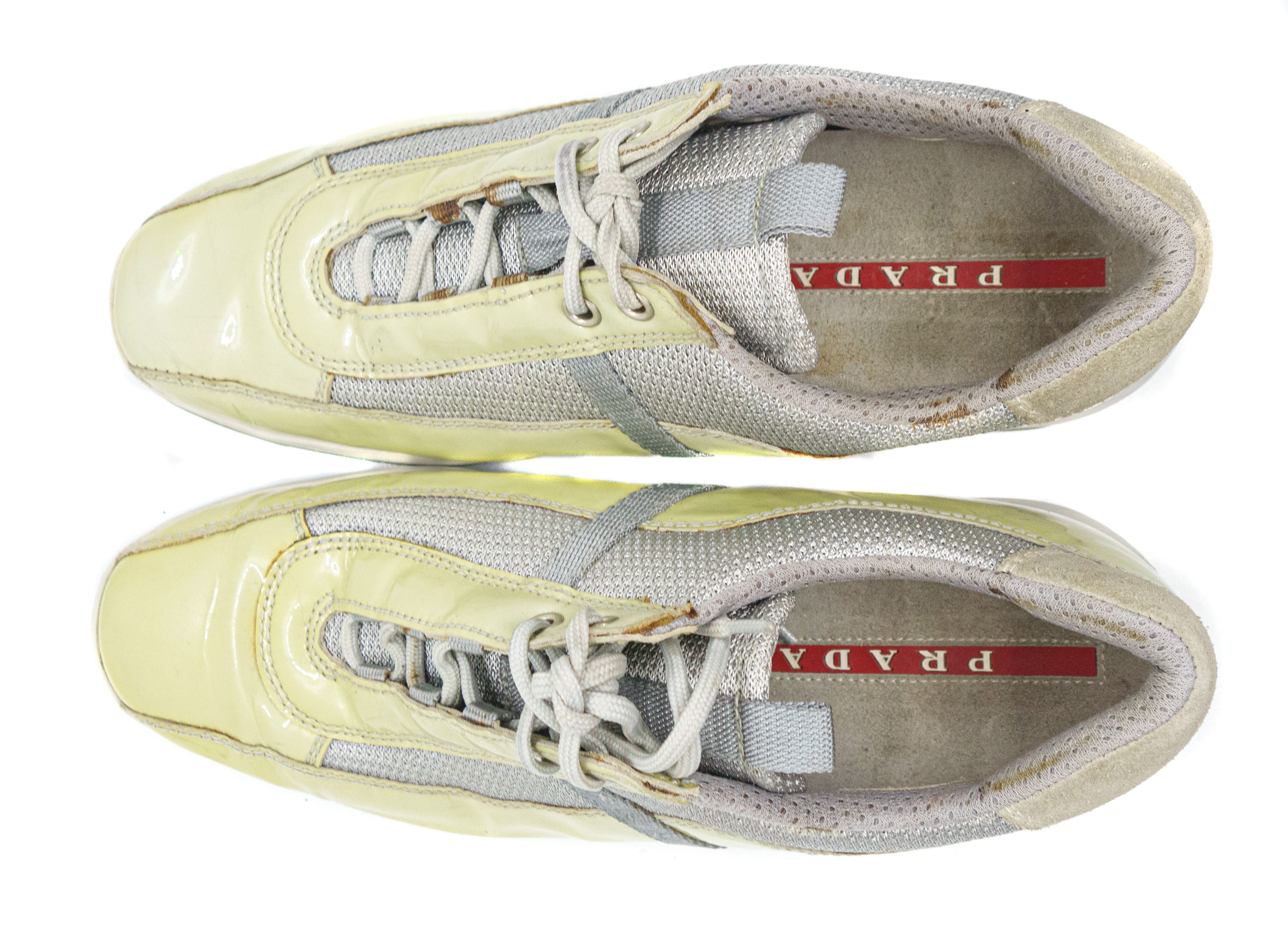 Prada Sport 00S Logo Patent Leather Low Sneakers Vintage Size US 7 / IT 37 - 4 Thumbnail