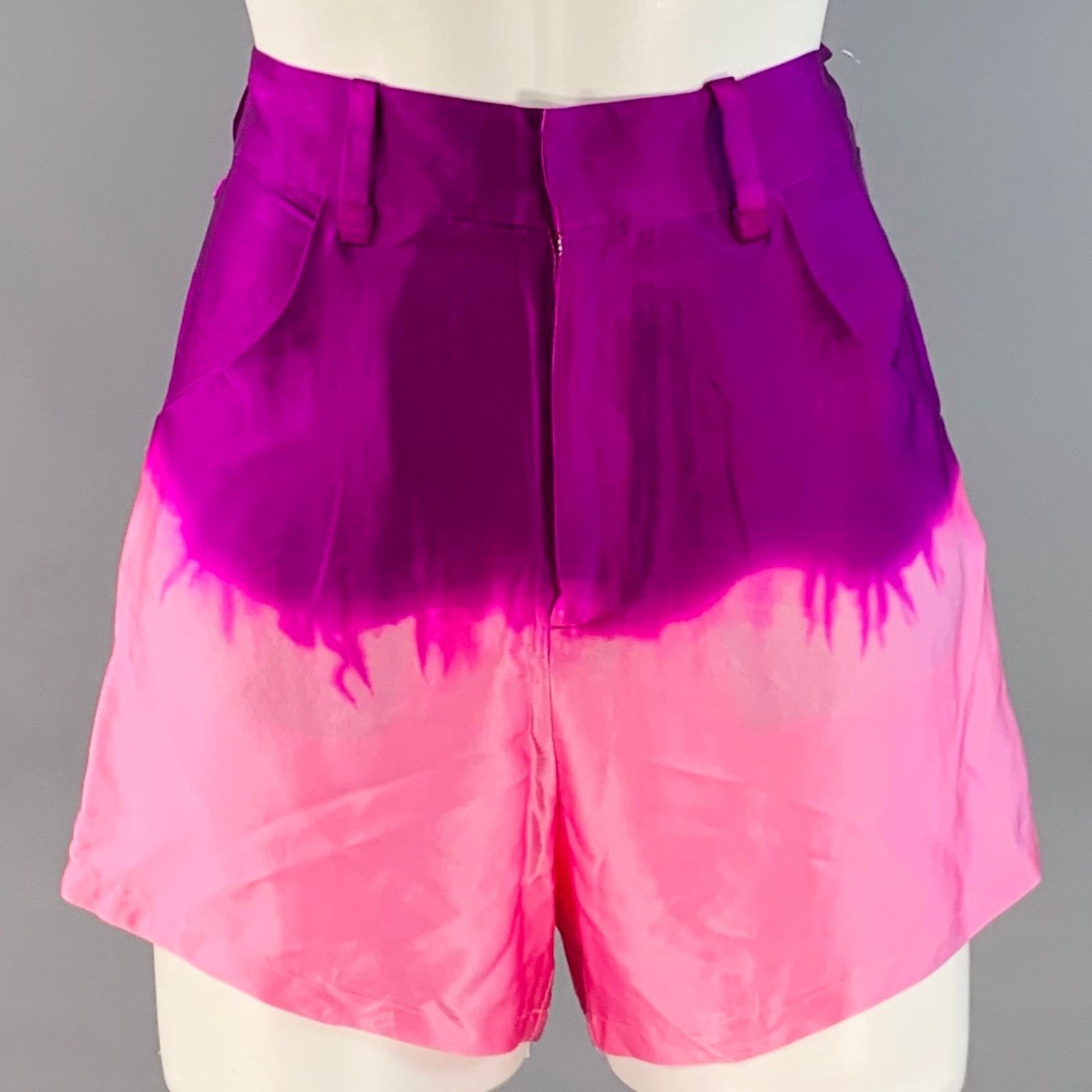 Other 2 Pink Purple Silk Satin Two Tone Dip Dyed Shorts Size 26" / US 2 / IT 38 - 1 Thumbnail