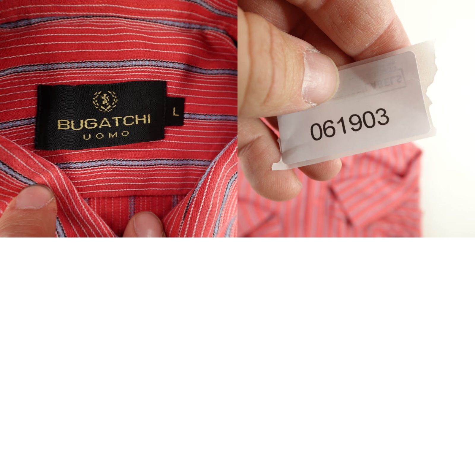BUGATCHI Bugatchi Uomo Shirt Mens Large Red Striped Short Sleeve Button-Up Modal Rayon Size US L / EU 52-54 / 3 - 8 Thumbnail