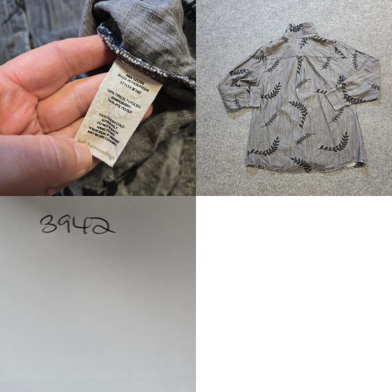 Soft Surroundings Soft Surroundings Top Women Petite Gray Embroidered Tencel Casual Button-Up Long Sleeve, Gray, Petites, Medium Size M / US 6-8 / IT 42-44 - 8 Thumbnail