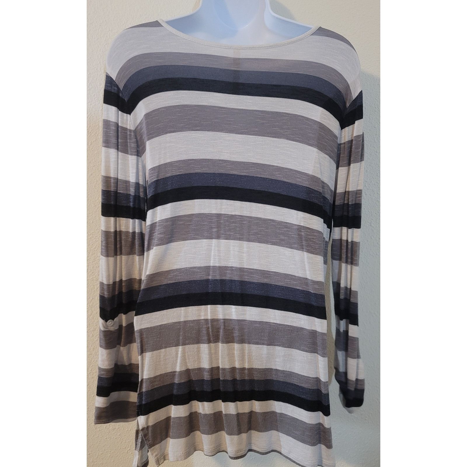 Other Leo & Nicole White Gray Striped Slub Knit Women's Shirt XS Size XS / US 0-2 / IT 36-38 - 5 Thumbnail