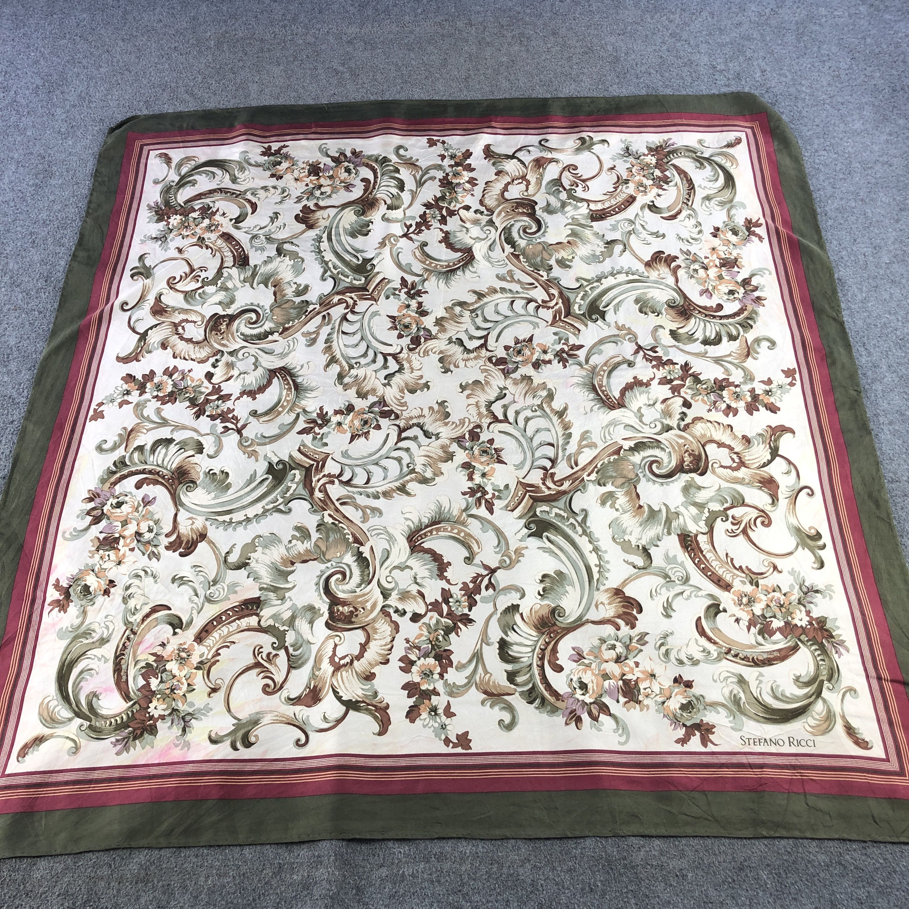 Stefano Ricci Stefano Ricci Floral Hand Rolled Silk Scarf M1179 Size ONE SIZE - 2 Thumbnail