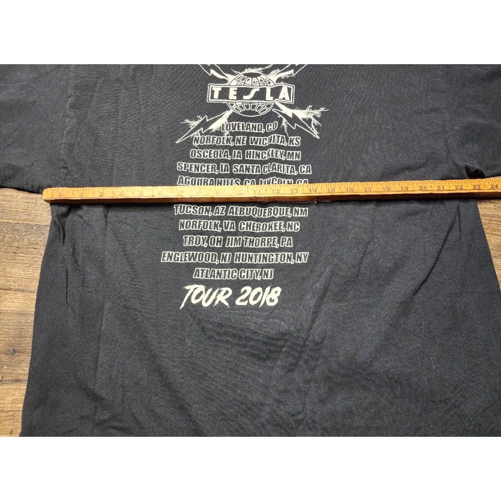 Gildan Mens 2XL Gildan Tesla Tour 2018 Band Tee T-Shirt Double-Sided Black Size US XXL / EU 58 / 5 - 4 Thumbnail