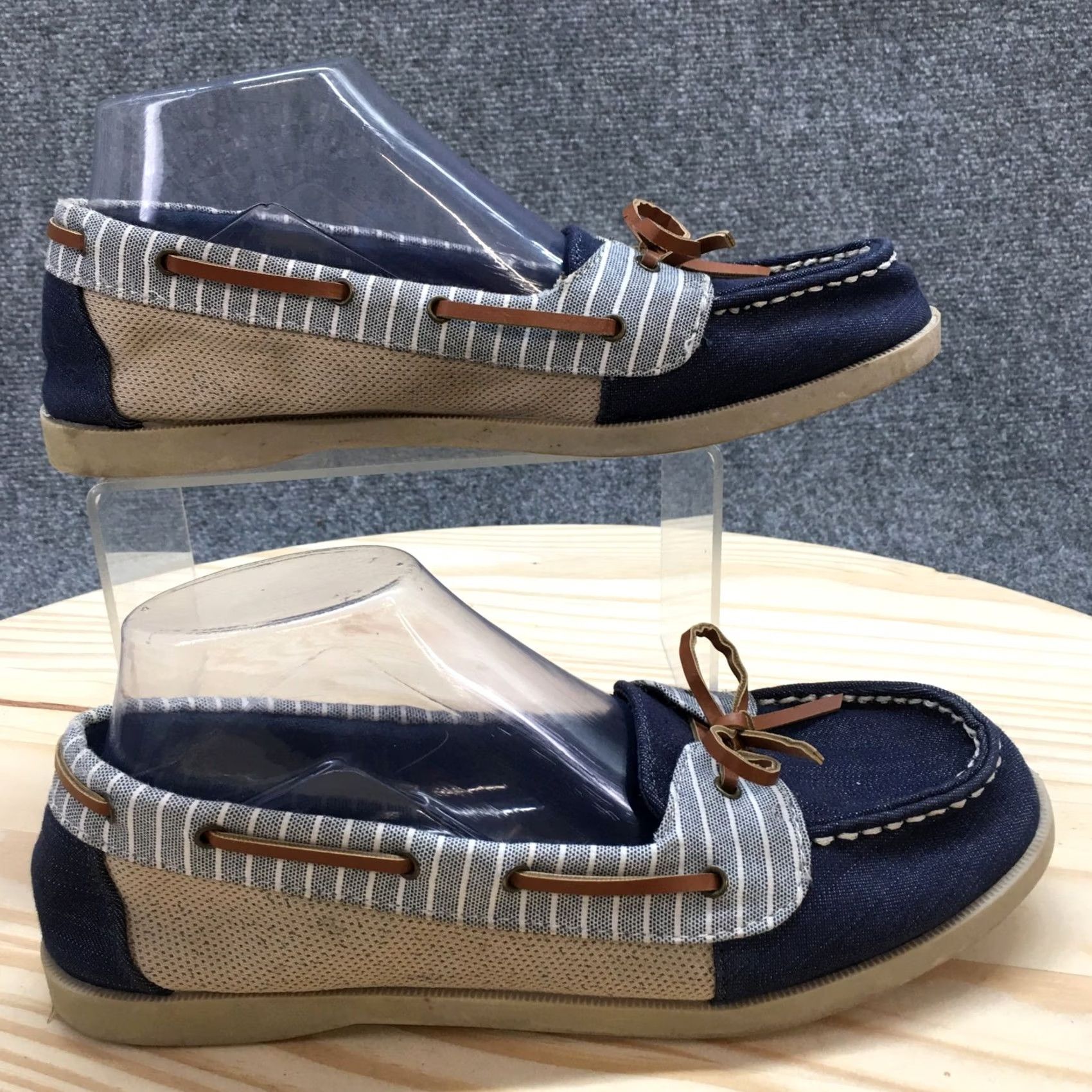 Vintage Lower East Side Shoes Womens 9 Boat Blue Lace Up Low Top Casual Comfort Boat Shoe Womens 9 Blue Leather Fabric Upper? Size M / US 6-8 / IT 42-44 - 2 Thumbnail