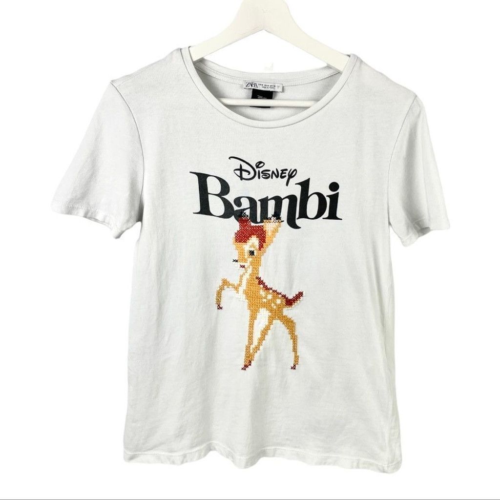Zara Zara x Disney Bambi Cross Stitch Cotton Crewneck T Shirt- S Size S / US 4 / IT 40 - 3 Thumbnail