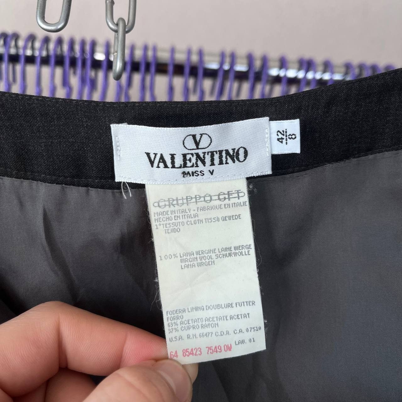 Valentino Vintage 90s Valentino Miss V Elegant Gray Wool Medium Skirt Size 28" / US 6 / IT 42 - 9 Thumbnail
